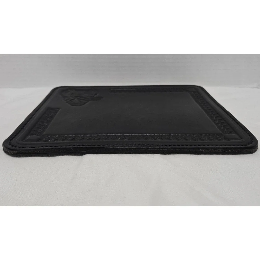 Vintage Leather Hand Tooled Black‎ Western Elephant Design Mouse Pad 9.5